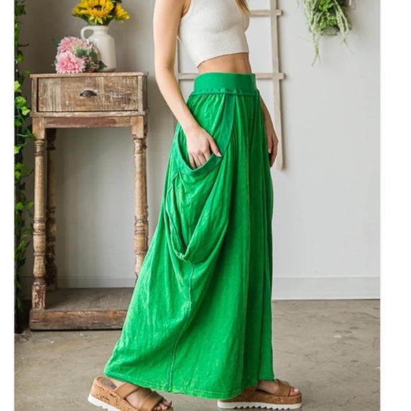 Oli & Hali Blue Mineral Washed Jetty Harem Slouchy Pants - Picture 1 of 9
